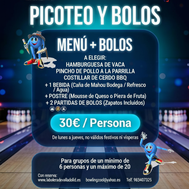 picoteo y bolos con muñecos